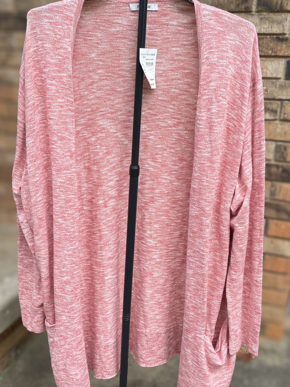 Madewell Marled Rose Pink Open Front Cardigan XXL NWT